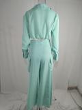 Fall Winter Women's Solid Chic Career Loose Pocket Fashion Casual Suit