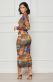 Autumn Fashion Print Women Long Sleeve Casual Dress