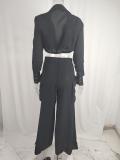 Fall Winter Women's Solid Chic Career Loose Pocket Fashion Casual Suit