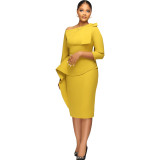 Women Irregular off-the-shoulder three-quarter sleeve dress