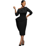Women Irregular off-the-shoulder three-quarter sleeve dress