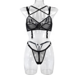 Erotic lingerie Bikini See-Through skirt rivet sexy suit skirt two-piece set