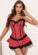 women sexy polka dot vintage corset + matching skirt set