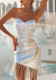 Women's Silver Sling Fringe Sexy Party Long Dress
