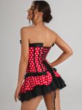 women sexy polka dot vintage corset + matching skirt set