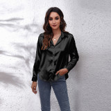 Women's Satin Silk Long Sleeve Shirt