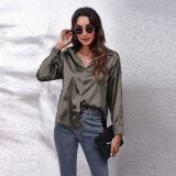 Women's Satin Silk Long Sleeve Shirt