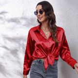 Women's Satin Silk Long Sleeve Shirt