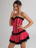 women sexy polka dot vintage corset + matching skirt set