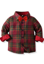 Boys plaid long-sleeved shirt small children's baby spring and autumn Formal Shirt with Bowknot Boys plaid long-sleeved shirt small children's baby spring and autumn Formal Shirt with Bowknot
