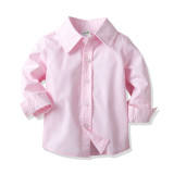 Children's clothing boys little gentleman suit Kids Boy Shirt and bib pants two piece set
