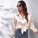 Women's Satin Silk Long Sleeve Shirt