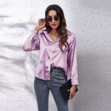Women's Satin Silk Long Sleeve Shirt
