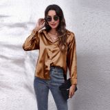 Women's Satin Silk Long Sleeve Shirt