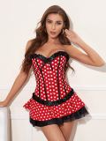 women sexy polka dot vintage corset + matching skirt set