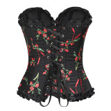 women sexy floral lace-up vintage corset
