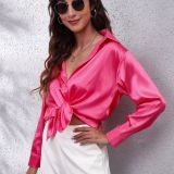 Women's Satin Silk Long Sleeve Shirt