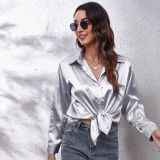 Women's Satin Silk Long Sleeve Shirt
