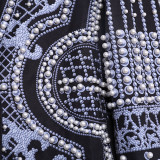 Women French Vintage Beaded Print V-Neck Casual Jacket