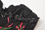 women sexy floral lace-up vintage corset
