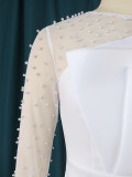 Elegant Patchwork Beaded High Waist Slim Fit Party Dress