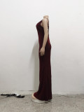 Women Sexy Deep V Neck Sleeveless Evening Dress