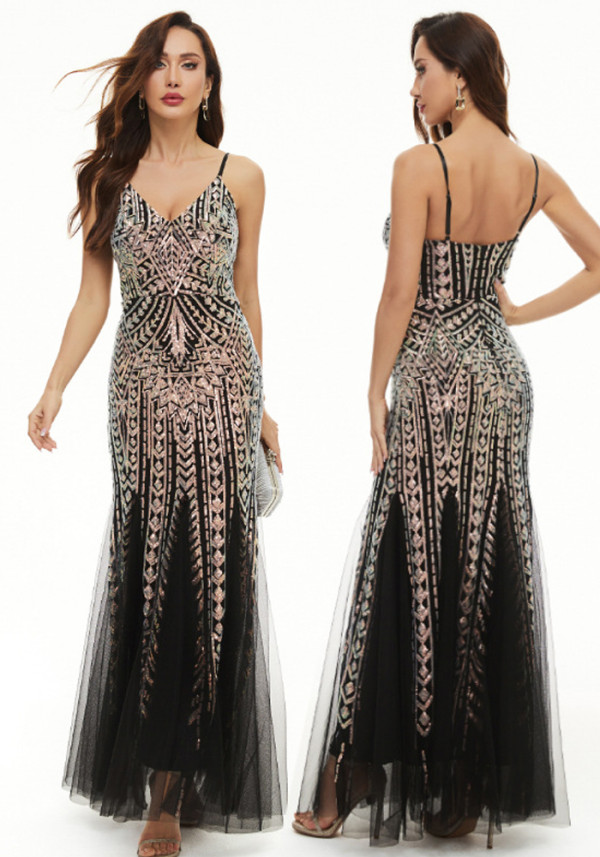 Women Sequin Sleeveless Dress Evening Dress