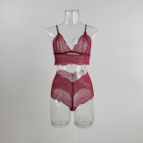 Sexy Mesh See-Through Pajama Long Robe Bra Panty Four-Piece Set