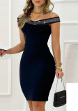 Women Sexy Deep V Backless Slit Bodycon Dress