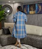 Women Casual Check Turndown Collar Jacket