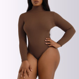 Autumn Winter Fashion Slim Fit Turtleneck Bodysuit Women'S Trendy Basic Long Sleeve Bodysuit