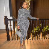Women'S Autumn And Winter New Fashion Solid Color Pullover Slim Top And Trousers Two Piece Set