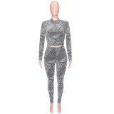 Women'S Autumn And Winter New Fashion Solid Color Pullover Slim Top And Trousers Two Piece Set