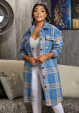 Women Casual Check Turndown Collar Jacket