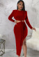 Women'S Fall Round Neck Sexy Open Waist Slit Irregular Dress