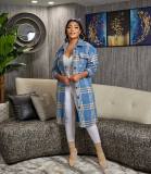 Women Casual Check Turndown Collar Jacket