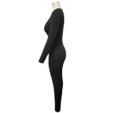 Fall/Winter Sexy Crossover Lace-Up Solid Jumpsuit