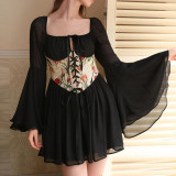 Sweet Lace Tunic Dress Sexy Off Shoulder Drawstring Irregular Dress