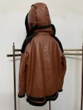 Winter Men'S Pu Leather Wool One-Piece Short Coat Hooded Men'S Jacket