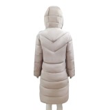 Winter Hooded Women'S Cotton Down Coat Women Long Slim Fit Cotton Padded Jacket Warm Women'S Coat