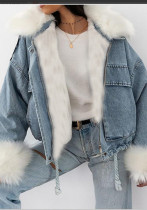 Fashion Denim Cropped Fur Jacket Fashion Denim Cropped Fur Jacket