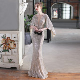 Autumn Formal Sequins O-Neck Mermaid Evening Dress
