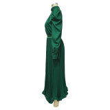 Fall Women Puff Sleeve Top And Ruffled Pleated Skirt Two-Piece Set