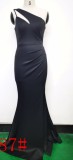 Satin Slim One Shoulder Long Celebrity Dinner Slim Fit Fishtail Dress Wedding Car Model Exhibition Dress