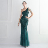 WomenElegant SequinOne Shoulder Evening Dress