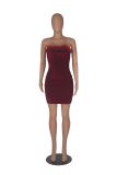 WomenVelvet fake fur Off Shoulder Mini Dress