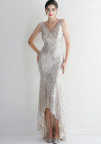 WomenElegant Sequins V Neck Evening Dress