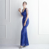 WomenElegant Sequins V Neck Evening Dress