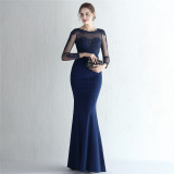 Plus SizeWomenElegant Lace Mesh Patchwork Fishtail SkirtEvening Dress