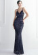 WomenElegant Sequin Backless Fishtail Evening Dress